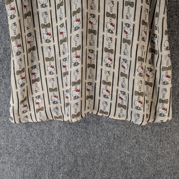VTG SANRIO HELLO KITTY Print Blouse XL Sleeveless Lace Collar Sheer Tan Top - Picture 9 of 12